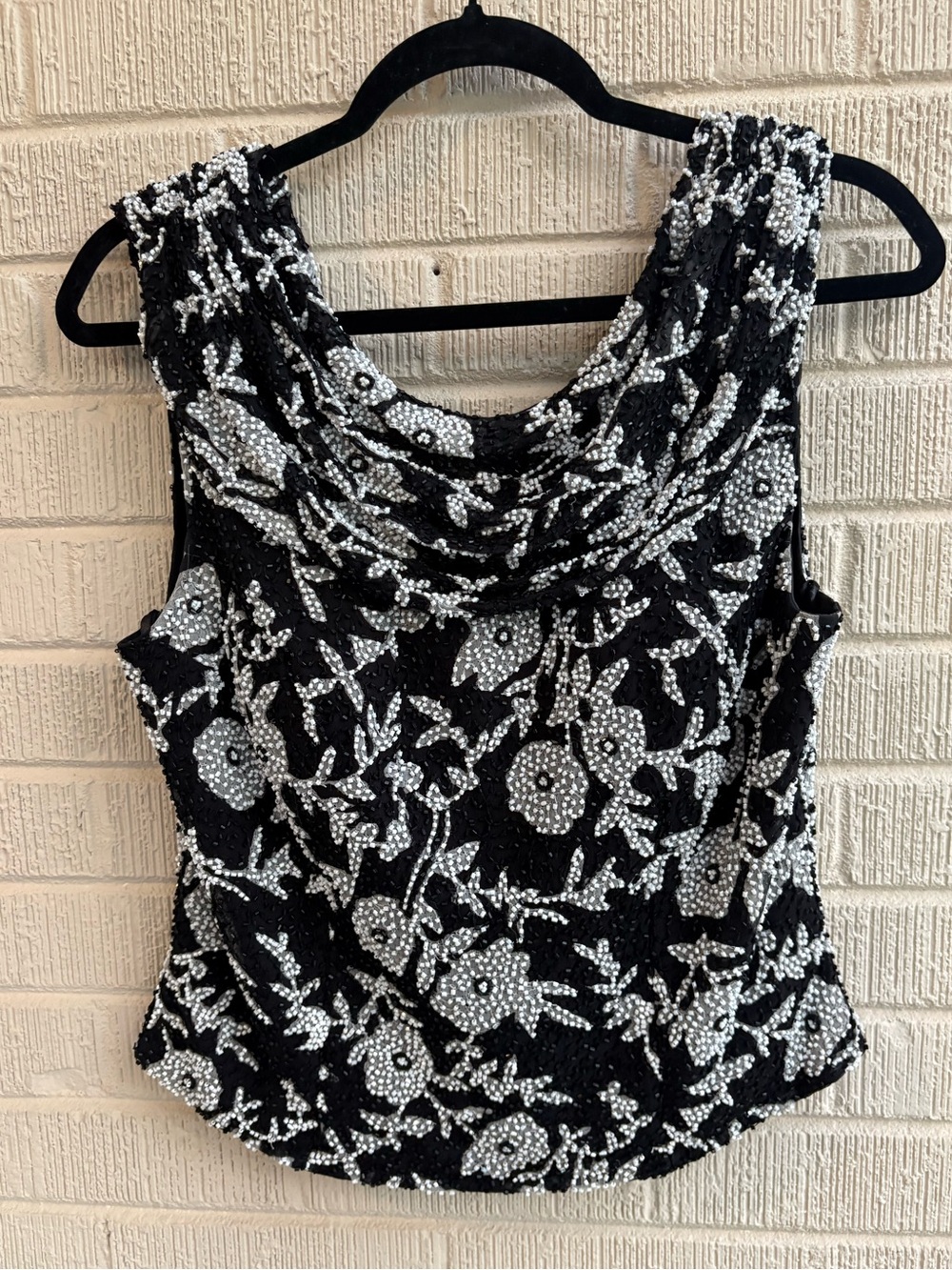 Vintage Cache 100% silk and Hand Beaded Floral Top ✨ sz large